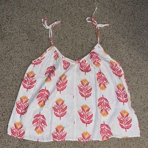Old Navy cream cotton boho pattern tie shoulder tank top